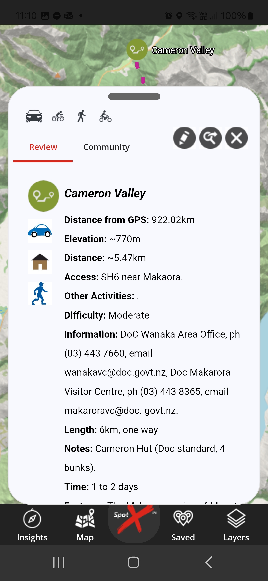 App Tramping CameronValley